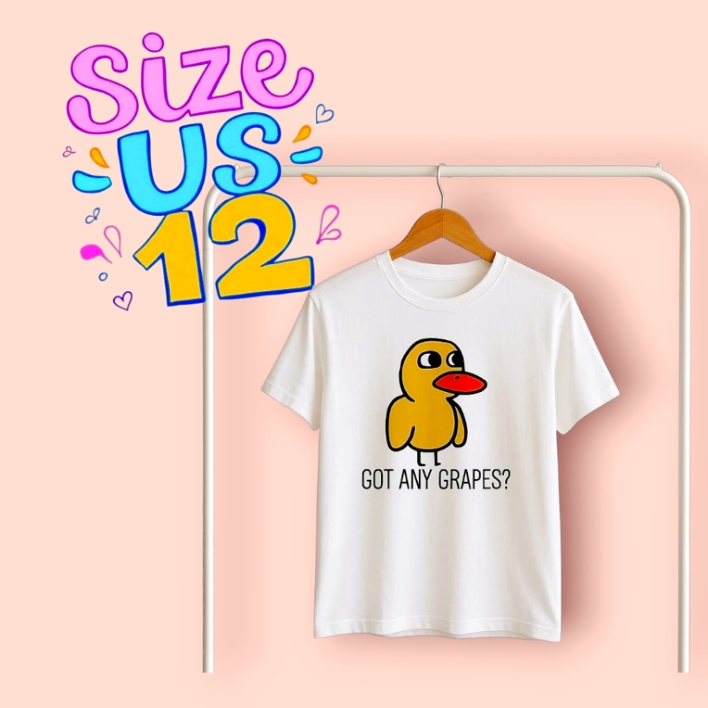 White T-Shirt with Duck Graphic Size US 12
